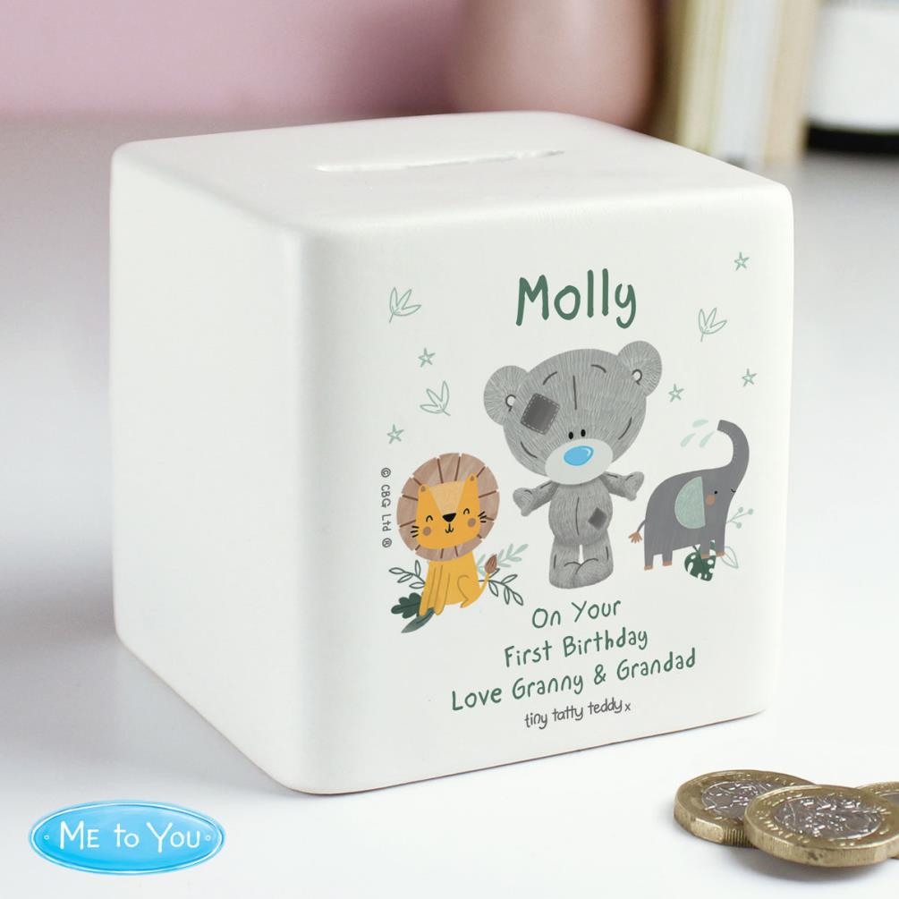 Personalised Tiny Tatty Teddy Jungle Animals Money Box Extra Image 1
